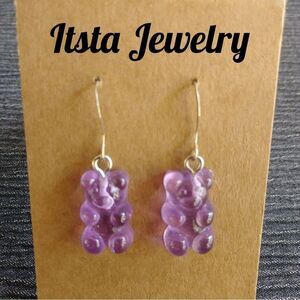 Purple Gummy Bear Earrings on Sterling Silver Earwires